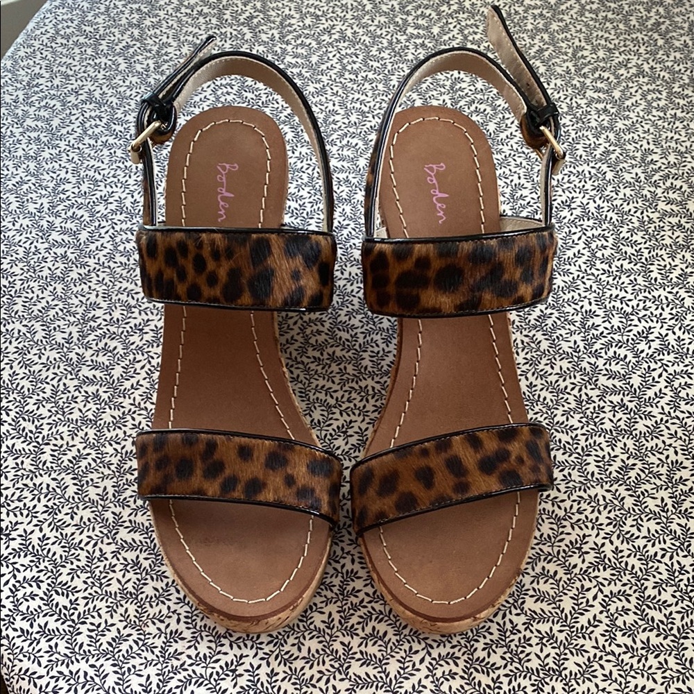 Boden Brown Sandals with Animal Print